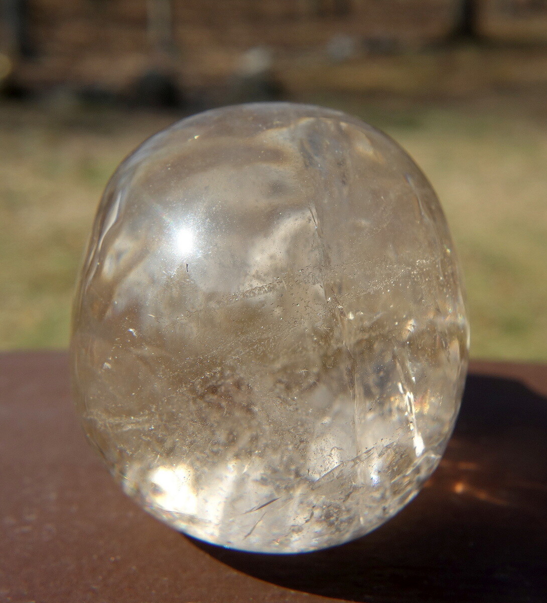 Quartz Crystal Skull Carving with Rainbows and a Touch of Smoky