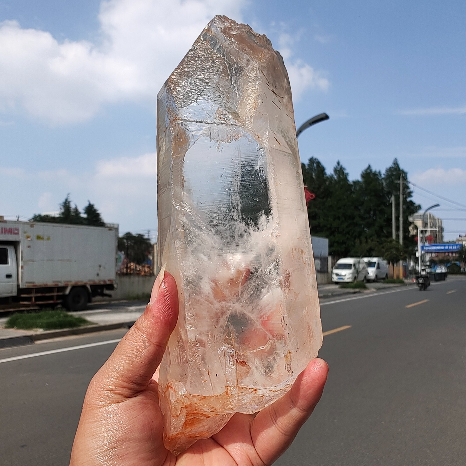 2.71LB Bright LEMURIAN Healer Quartz Crystal RECORD KEEPER Dazzling X889