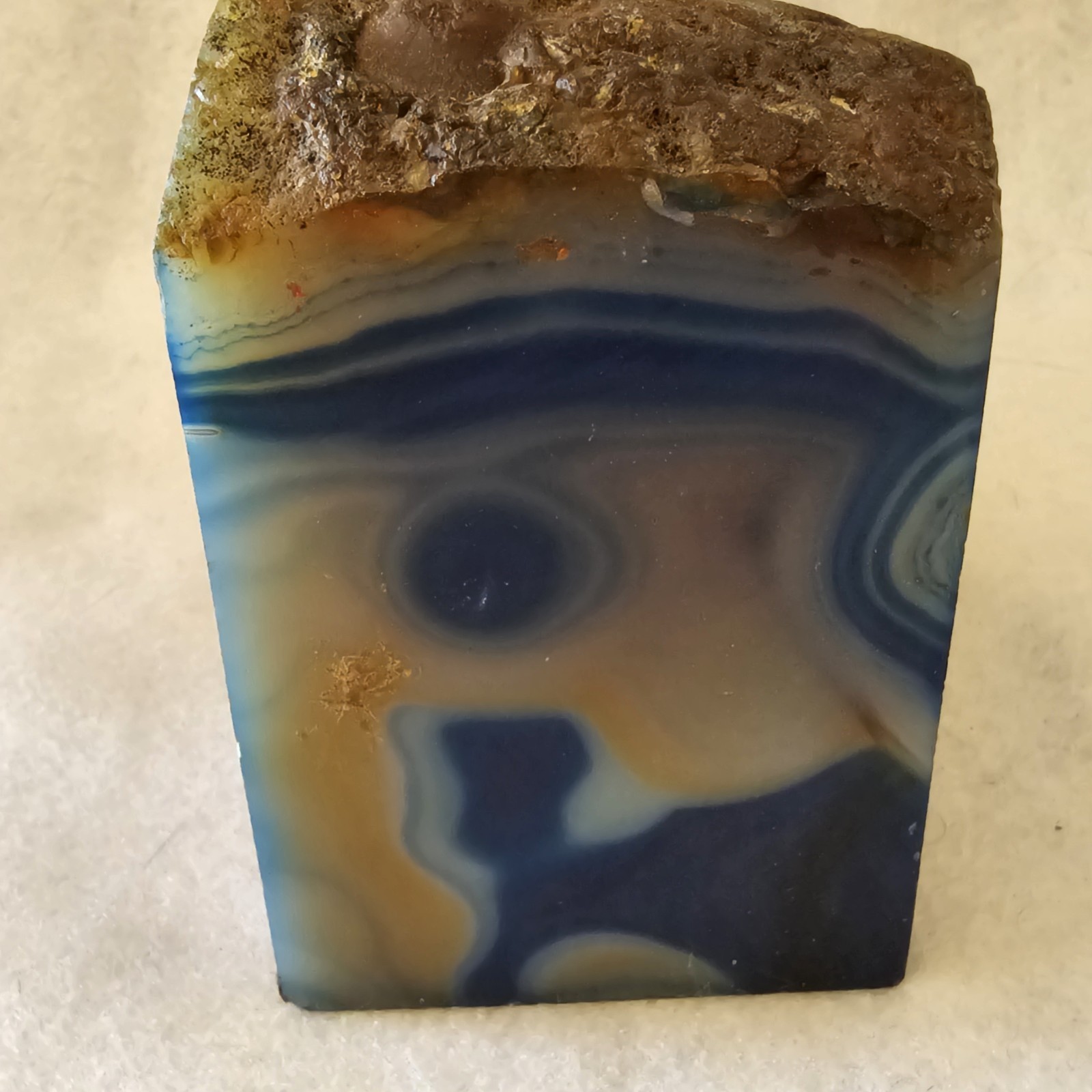 Polished Collectible Agate with beautiful Blue, White And Gray Paper weight.