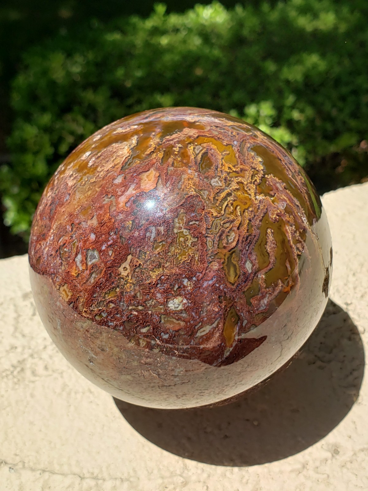 3.45″ Natural Red Moss Agate Quartz Crystal Mineral Sphere Ball Orb, 920g