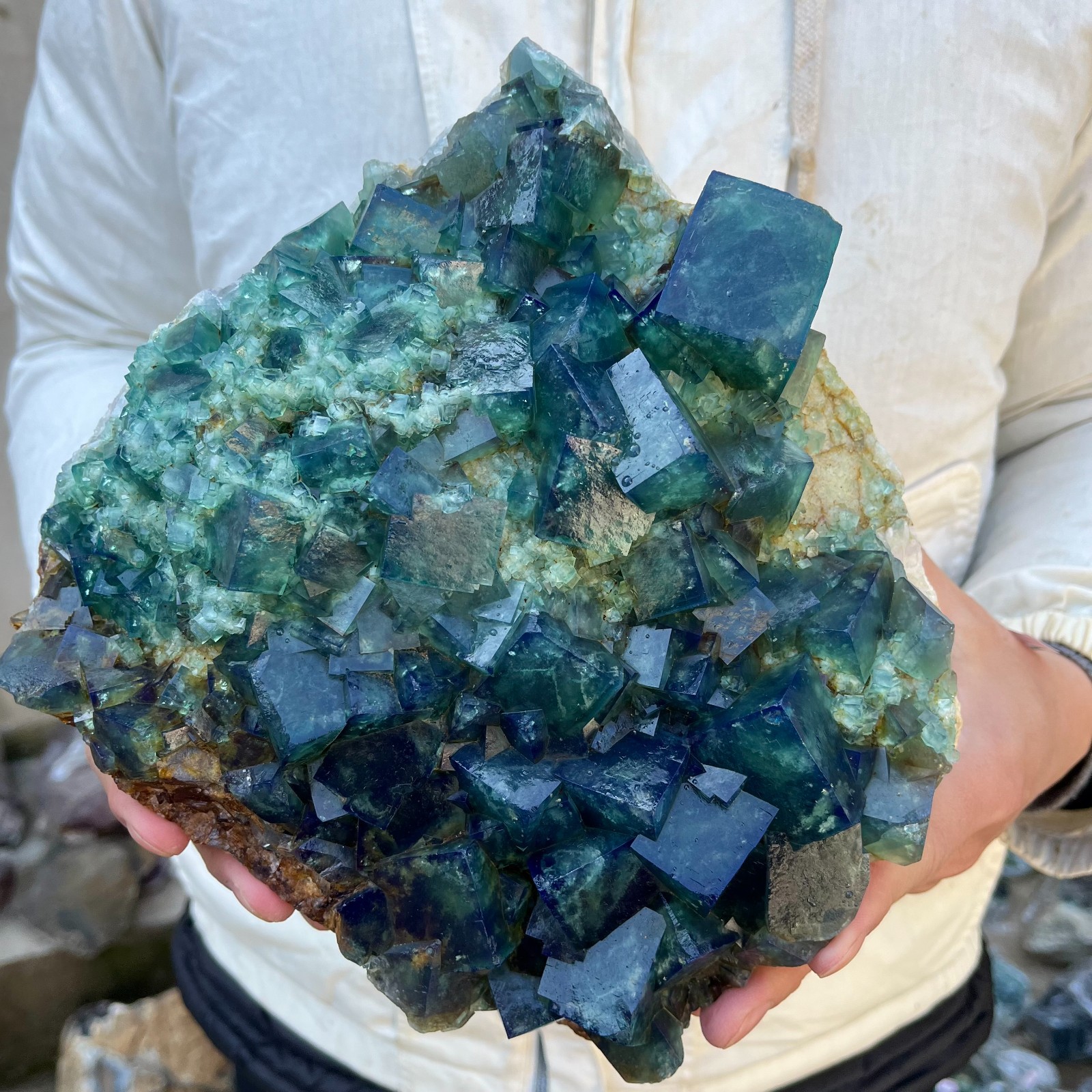 17.8lb Natural cubic green fluorite crystal clusters rough specimen Madagascar