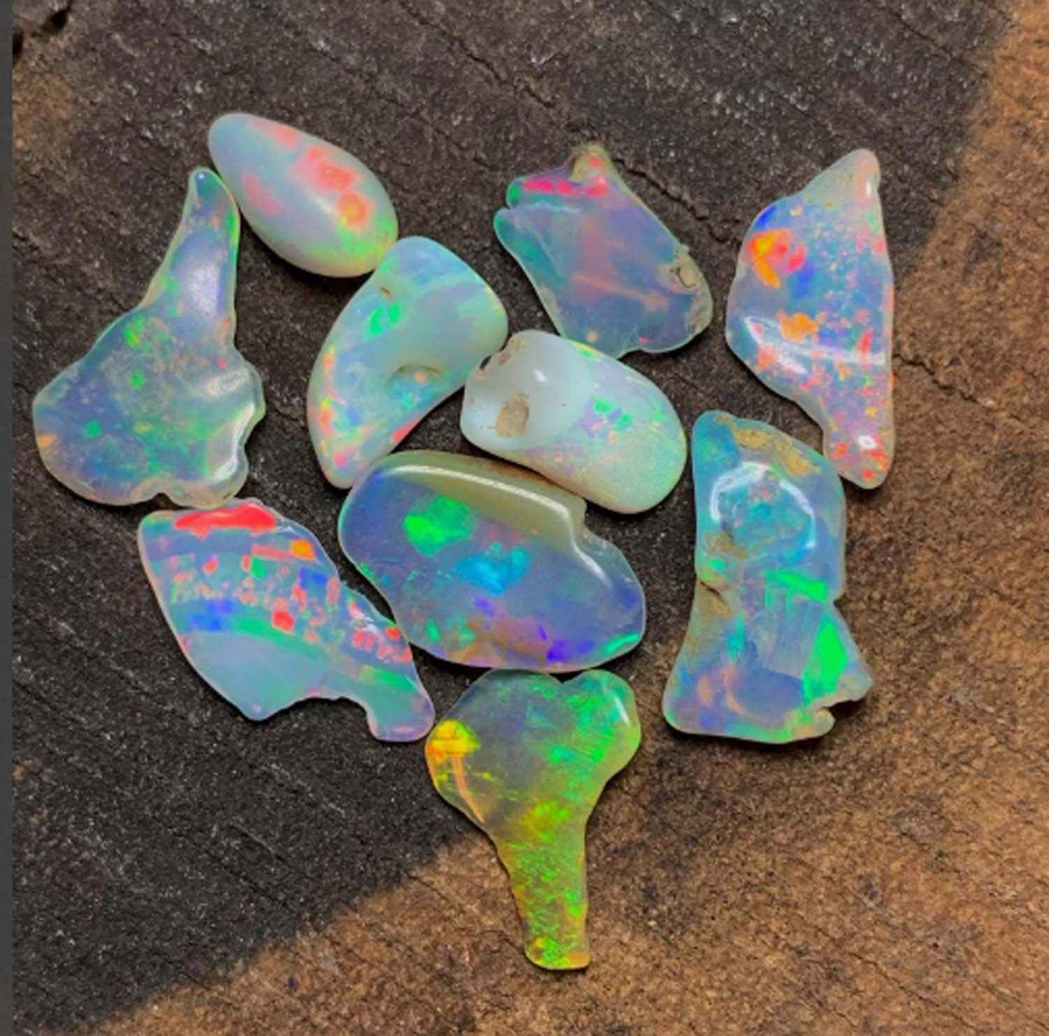 05 Pcs Ethiopian Raw Opal Healing Polished Fire Stone Crystals Rough 08 to 13 mm