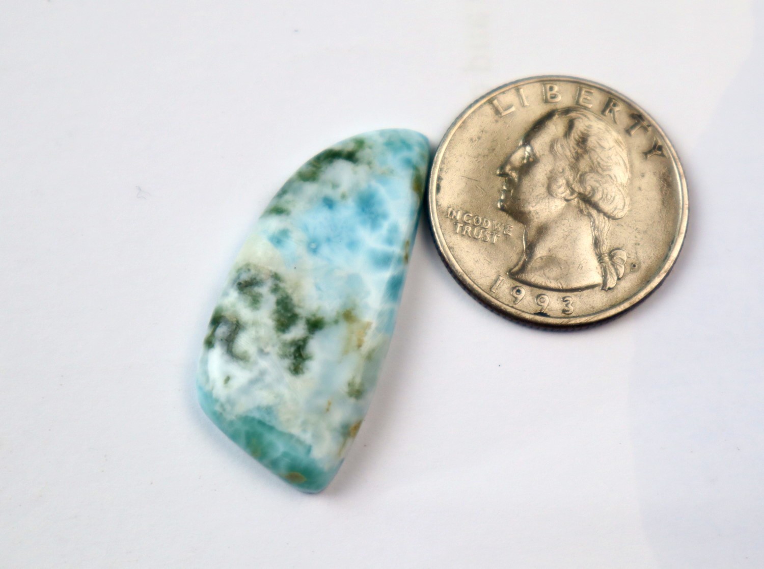 Rarest Natural Sky Blue Larimar Fan Shape Cabochon 35mm
