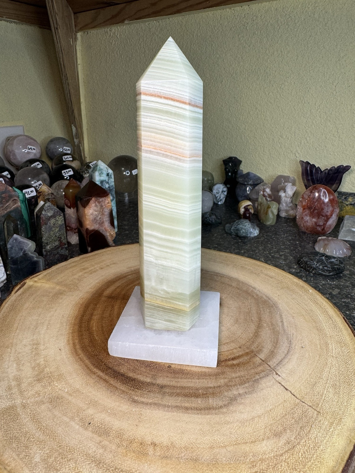 Green Banded Calcite Statement Tower
