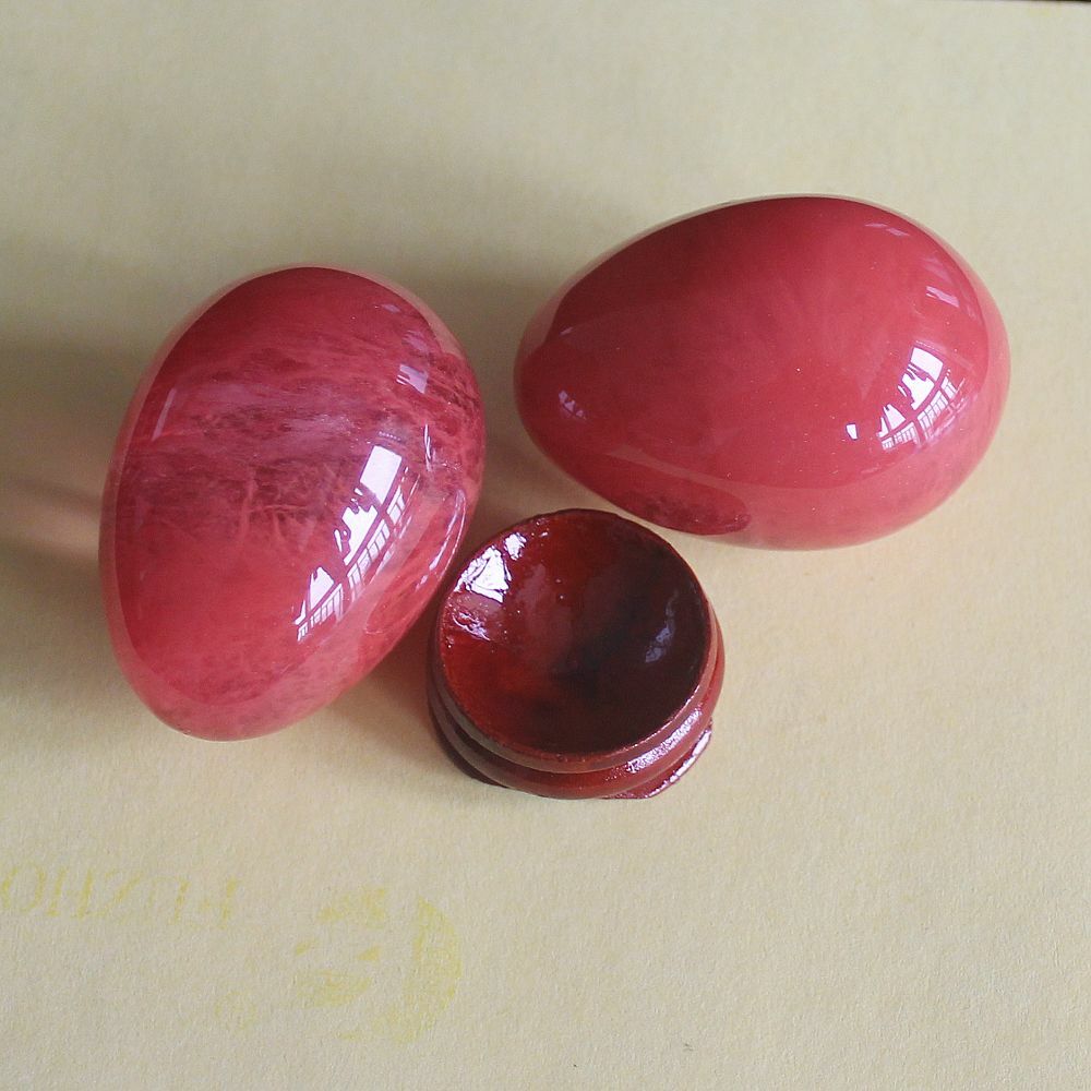Red volcano cherry quartz Egg with Wood Stand Healing Reiki cratf Home Decor