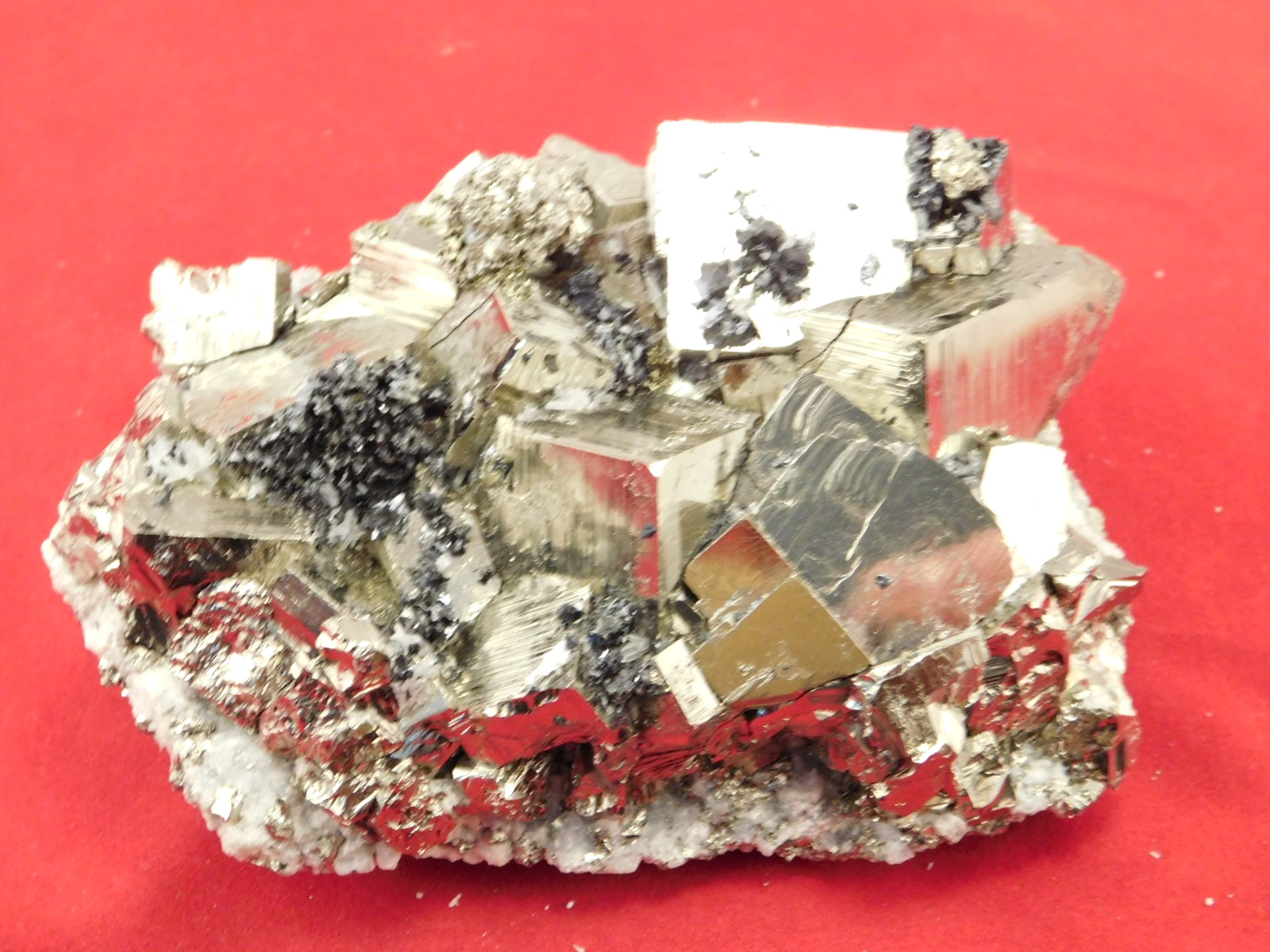 Big! PYRITE Crystal CUBE Cluster with Sphalerite Peru 468gr