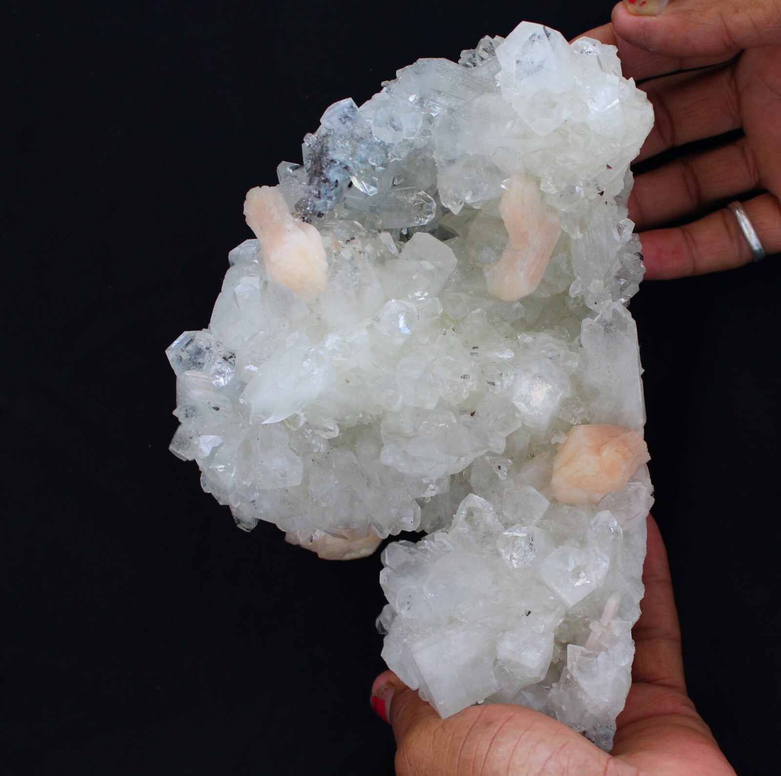 Apophyllite Crystals With Stilbite On Milky Coral Matrix Minerals Specimen