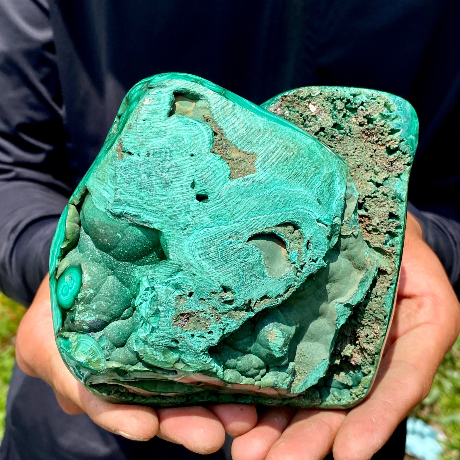 2.4LB Natural Polished Malachite Mineral freeform specimen Reiki Stone Healing