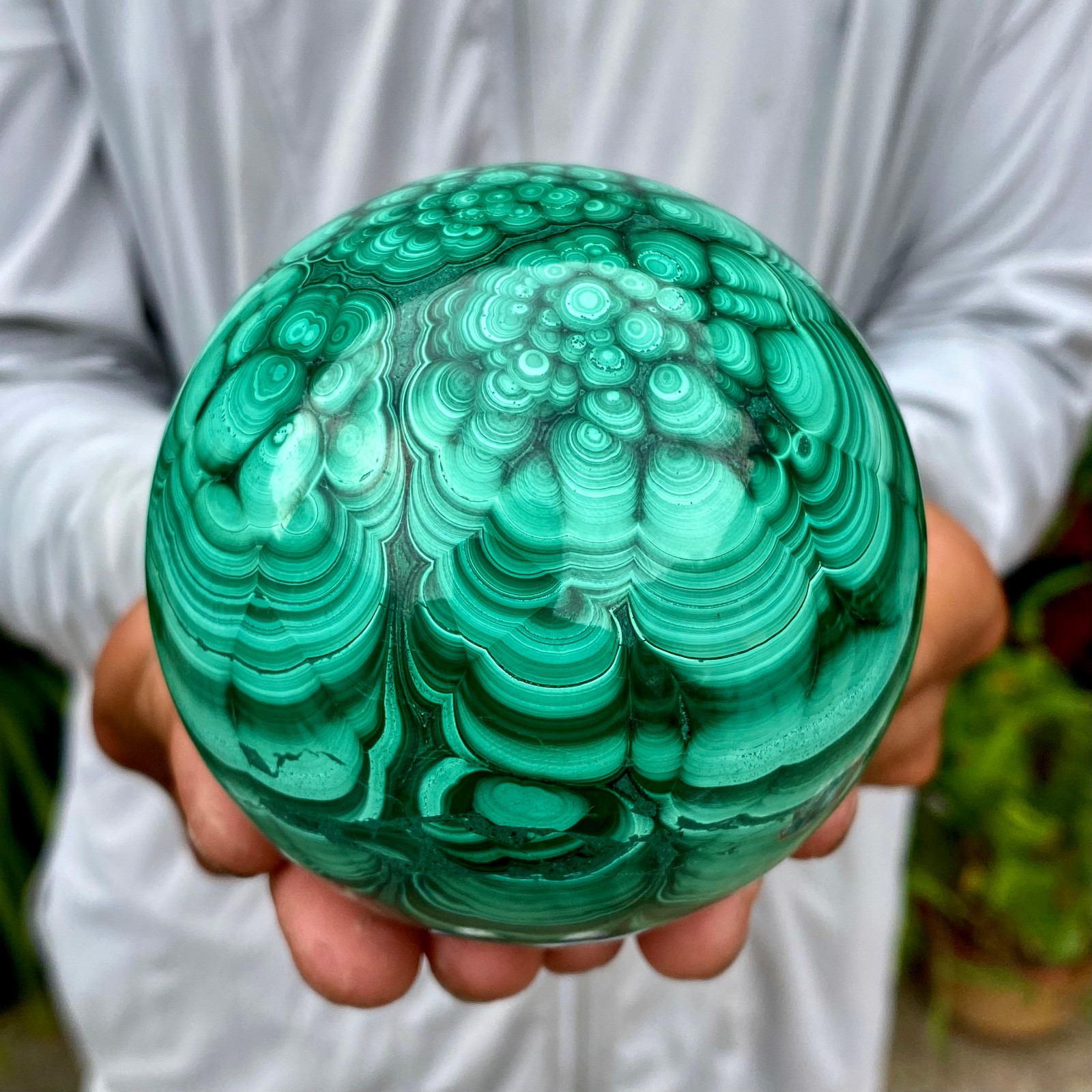 2.51LB Rare Natural Malachite quartz hand Carved sphere Crystal Healing Gem ball