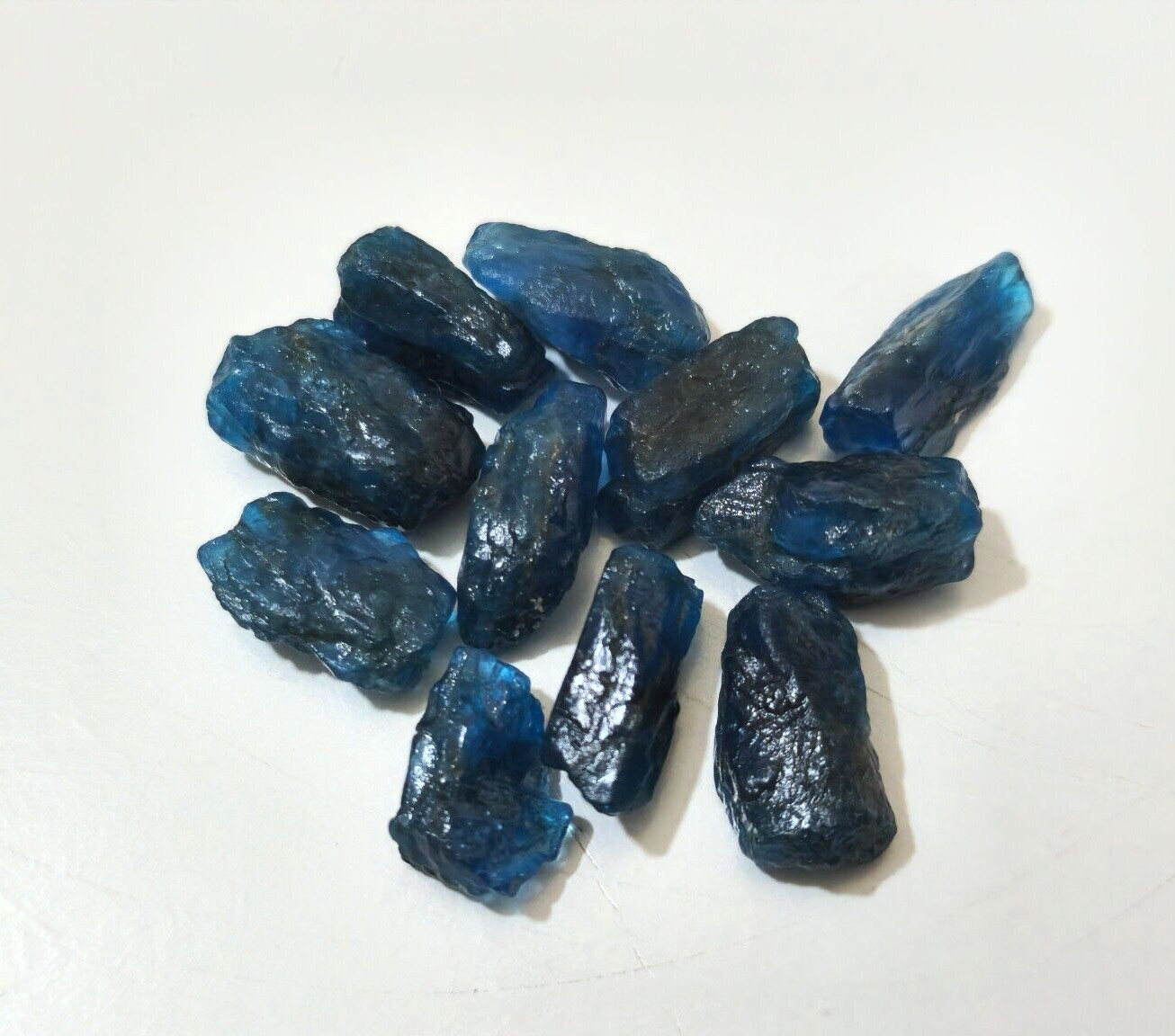 Stunning Blue Apatite Raw 11 Piece 10-14 MM Blue Apatite Crystal Rough Jewelry