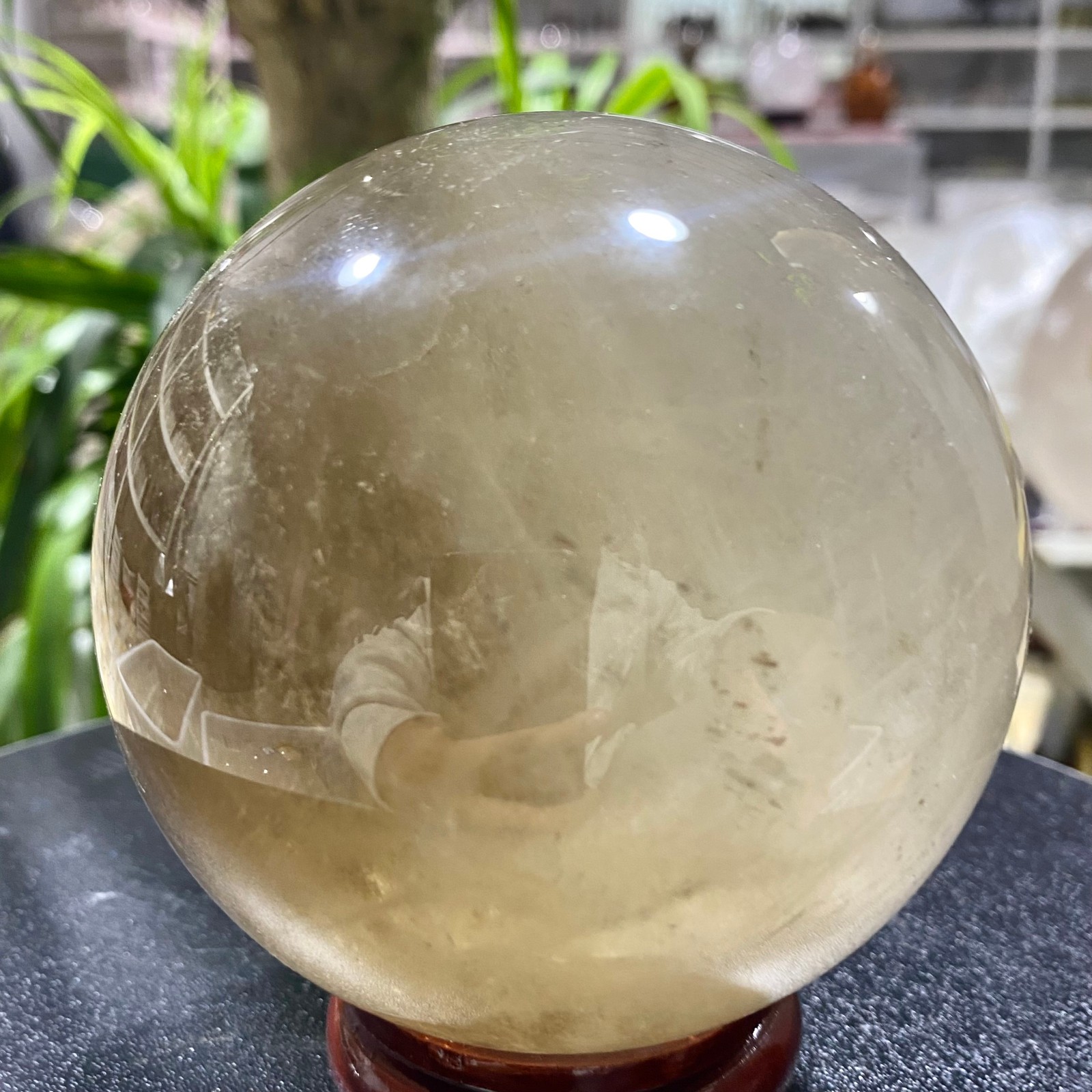2.42LB Natural tea crystal Quartz ball raw stone polished sphere Energy Healing