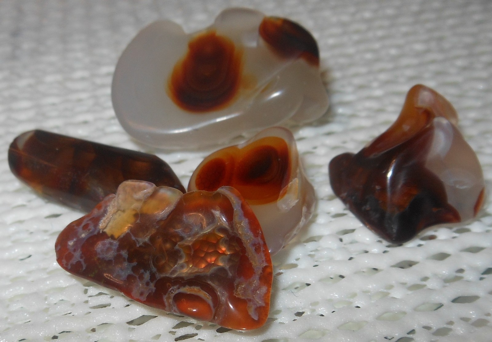 Mexican Fire Agate Lot 5 pieces @ 80ct total weight Tumble Polish unfinished