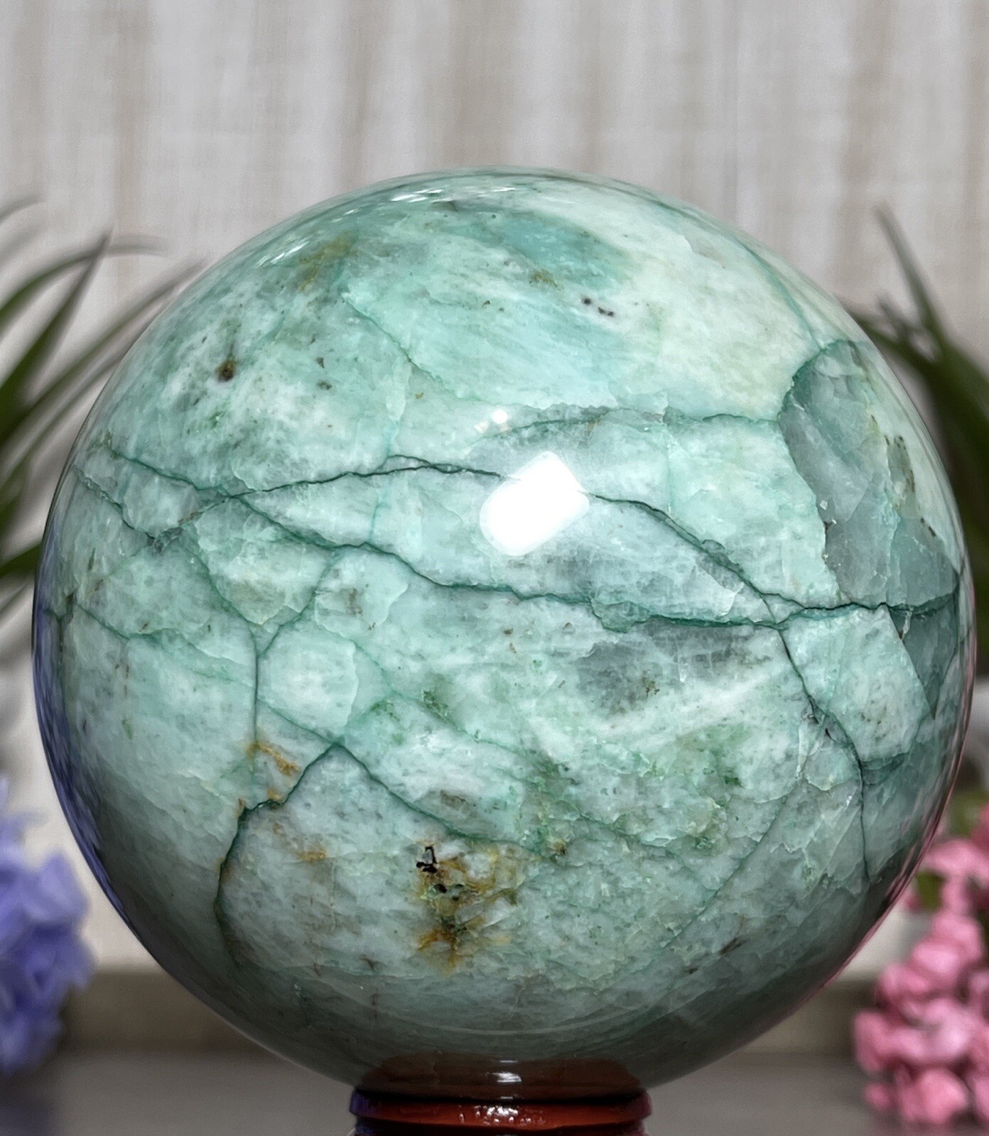 85mm MALACHITE CHRYSOCOLLA QUARTZ SPHERE -Green Crystal Mineral Phoenix Quattro