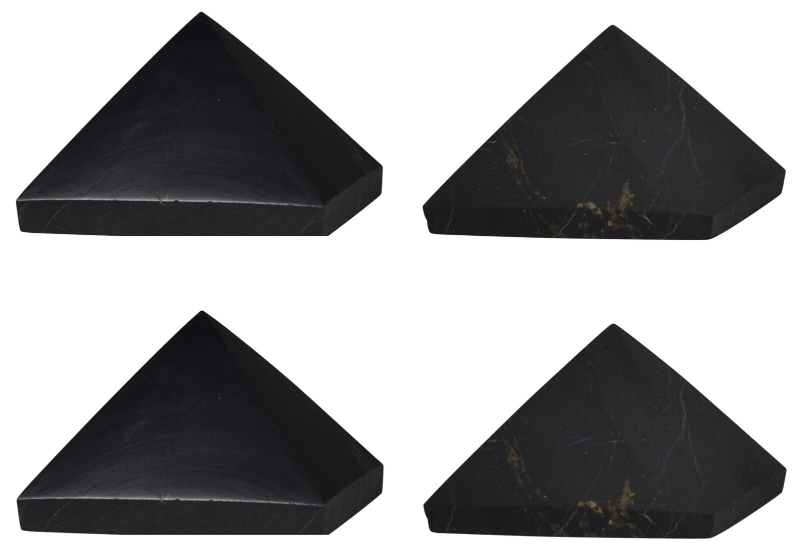 Shungite World Shungite Pyramid Set 4 pcs Many sizes ( Polished + Unpolished )