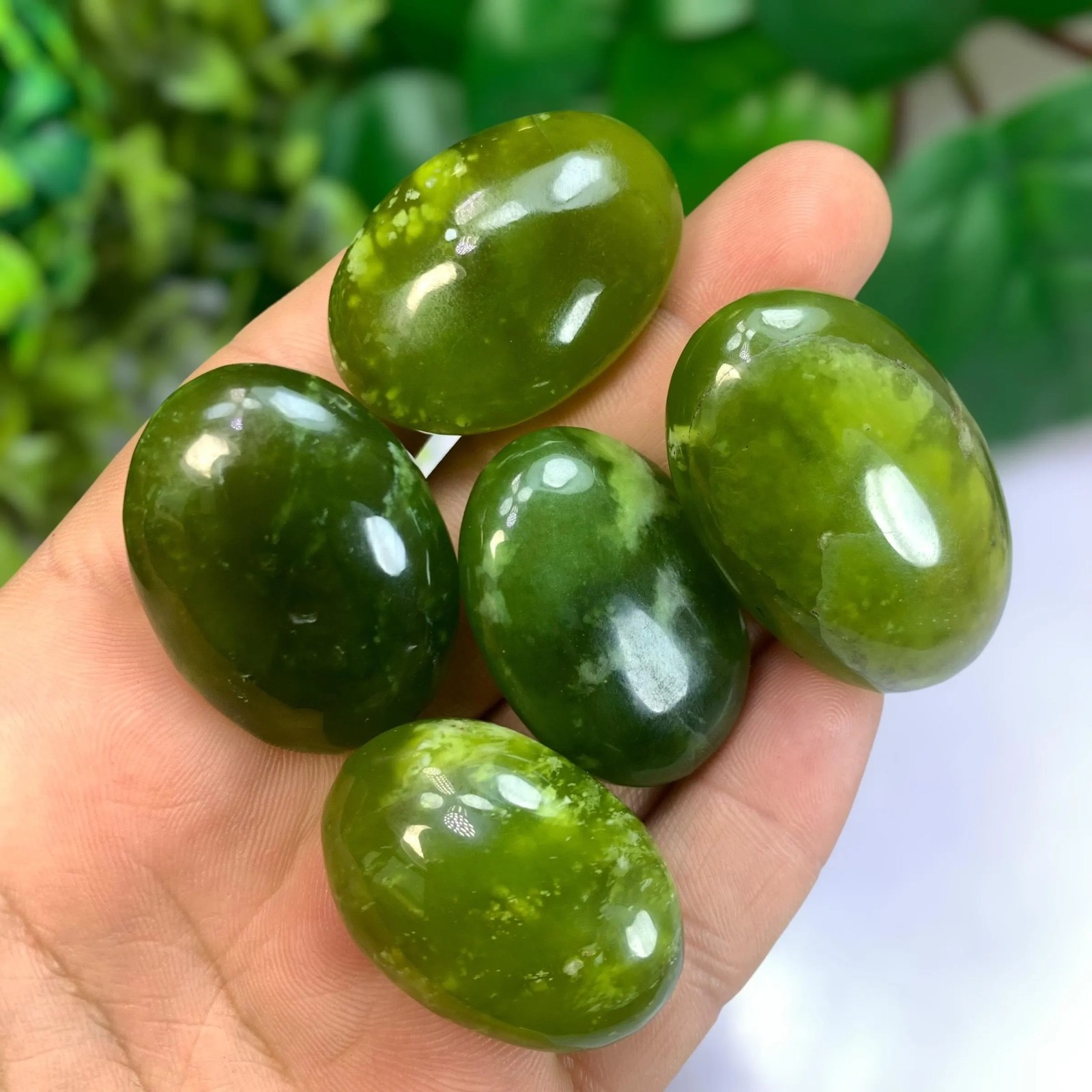 5 Pcs Best Quality Transparent Jade Palm Stones, Shah Maqsood Jade Palm Stone