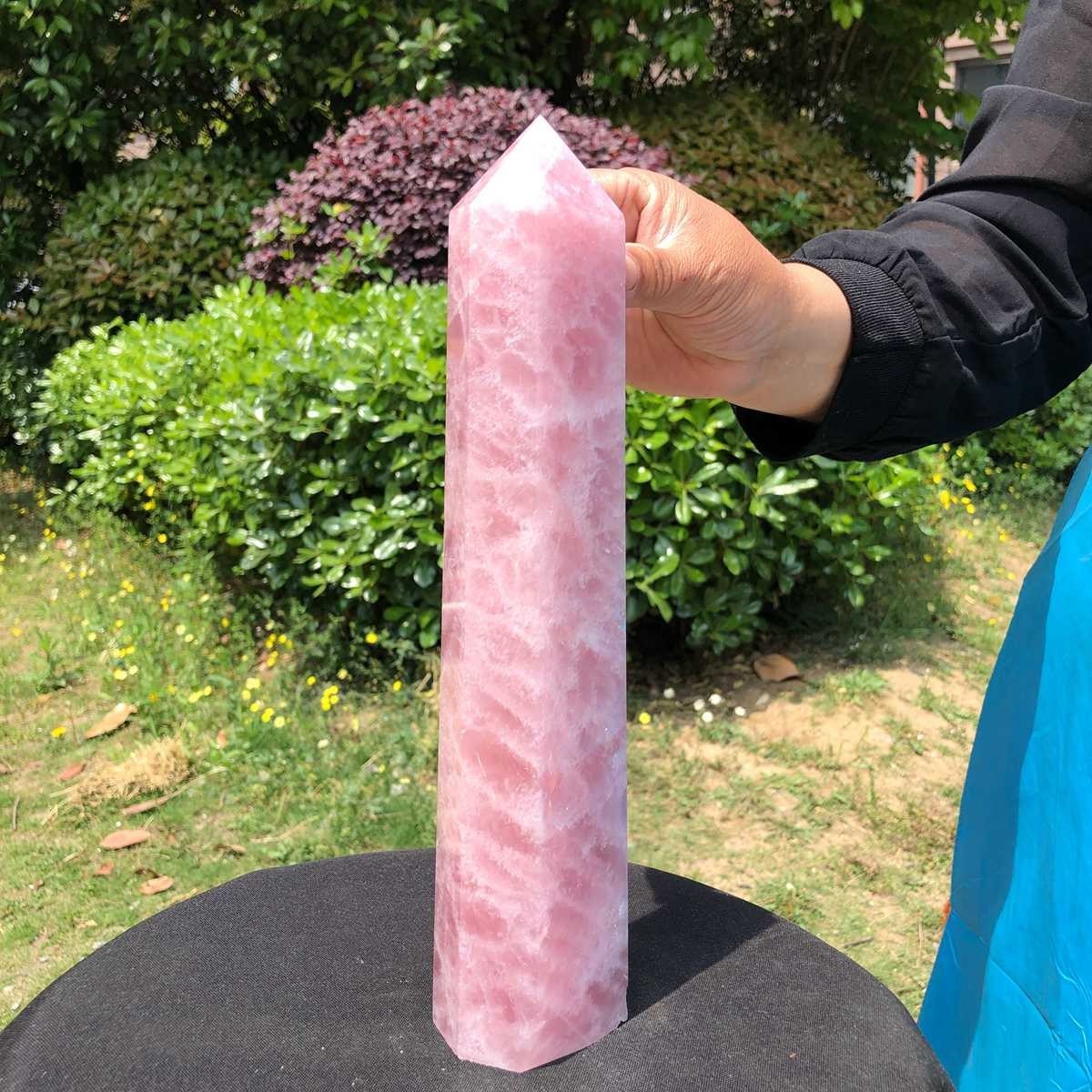 3.69LB Natural rose quartz obelisk pink crystal tower point healing decor