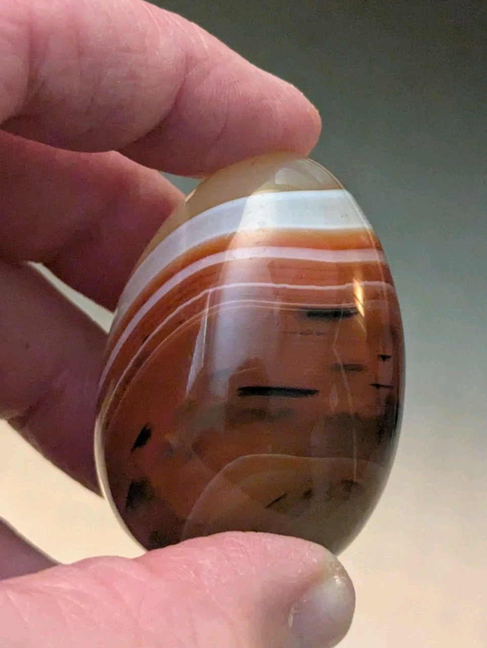 Banded Agate Polished Egg 2″ Natural Striped Stone w/ Stand Desk Display