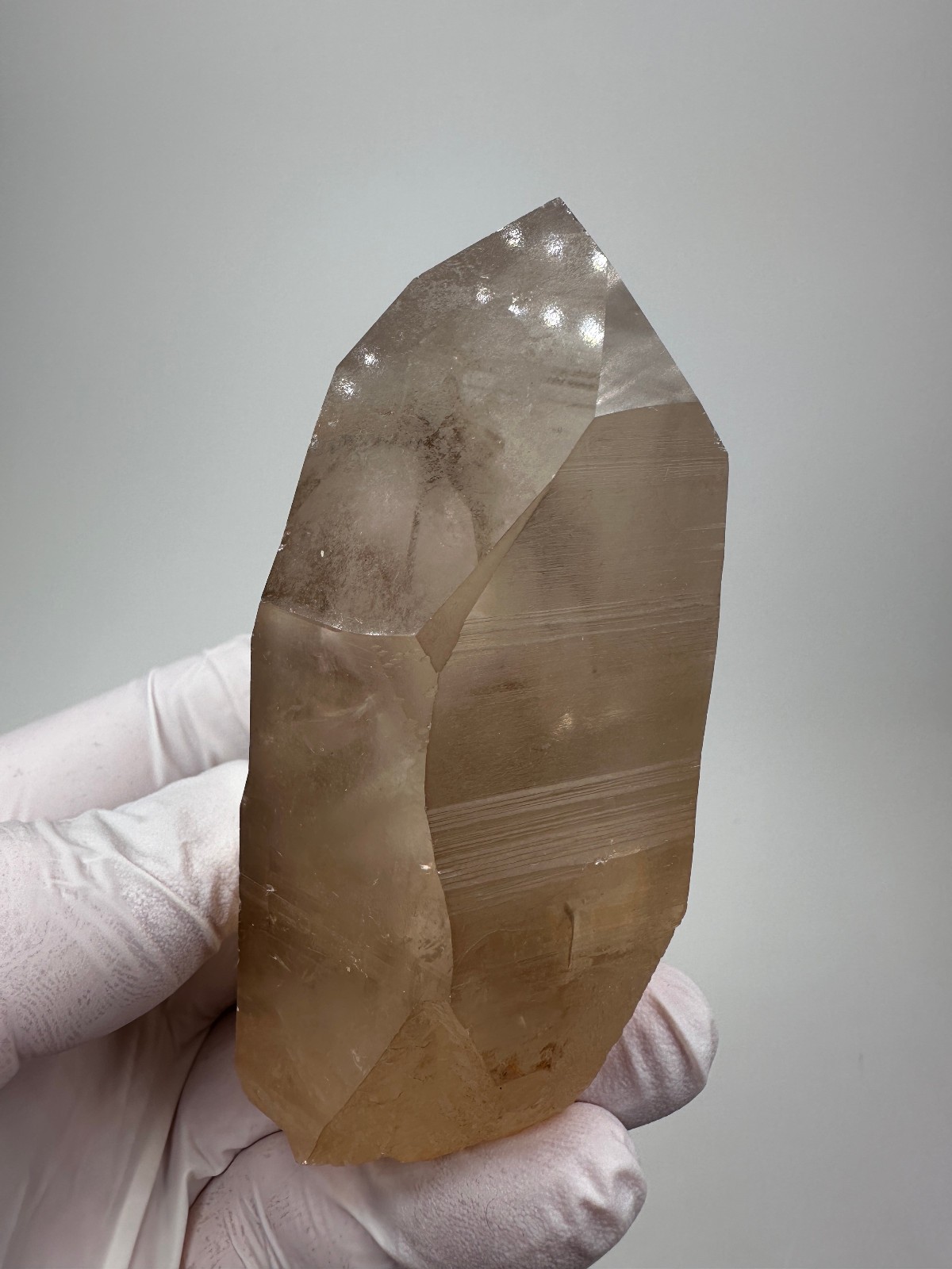Large Clear Lemurian Seed Quartz Crystal Smokey Point__Serra do Cabra