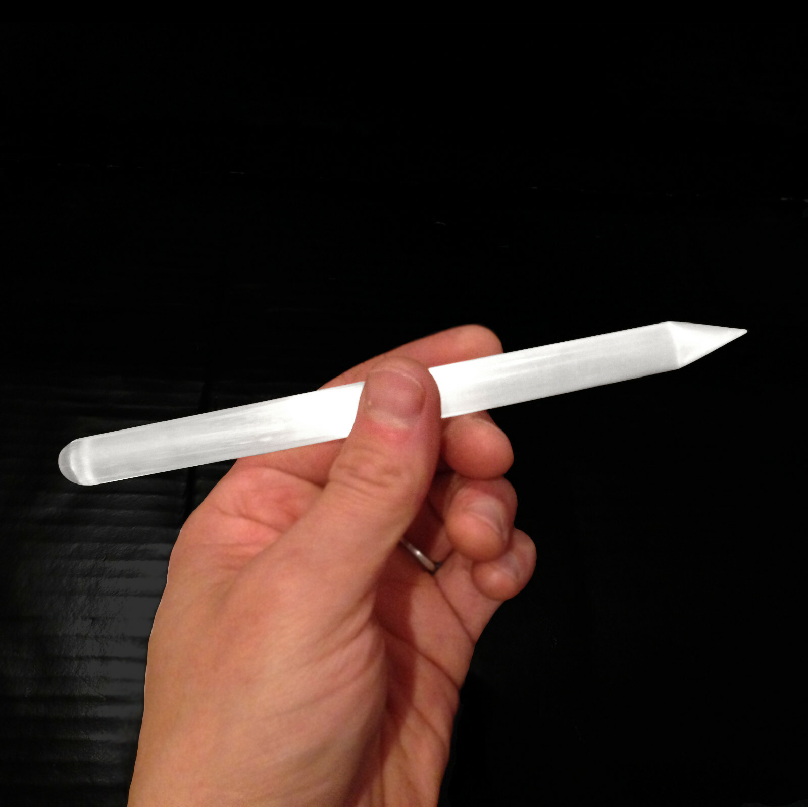 Selenite Crystal Massage Wand ” Polished Pencil Point Tip CHARGED Heal CLEANSE