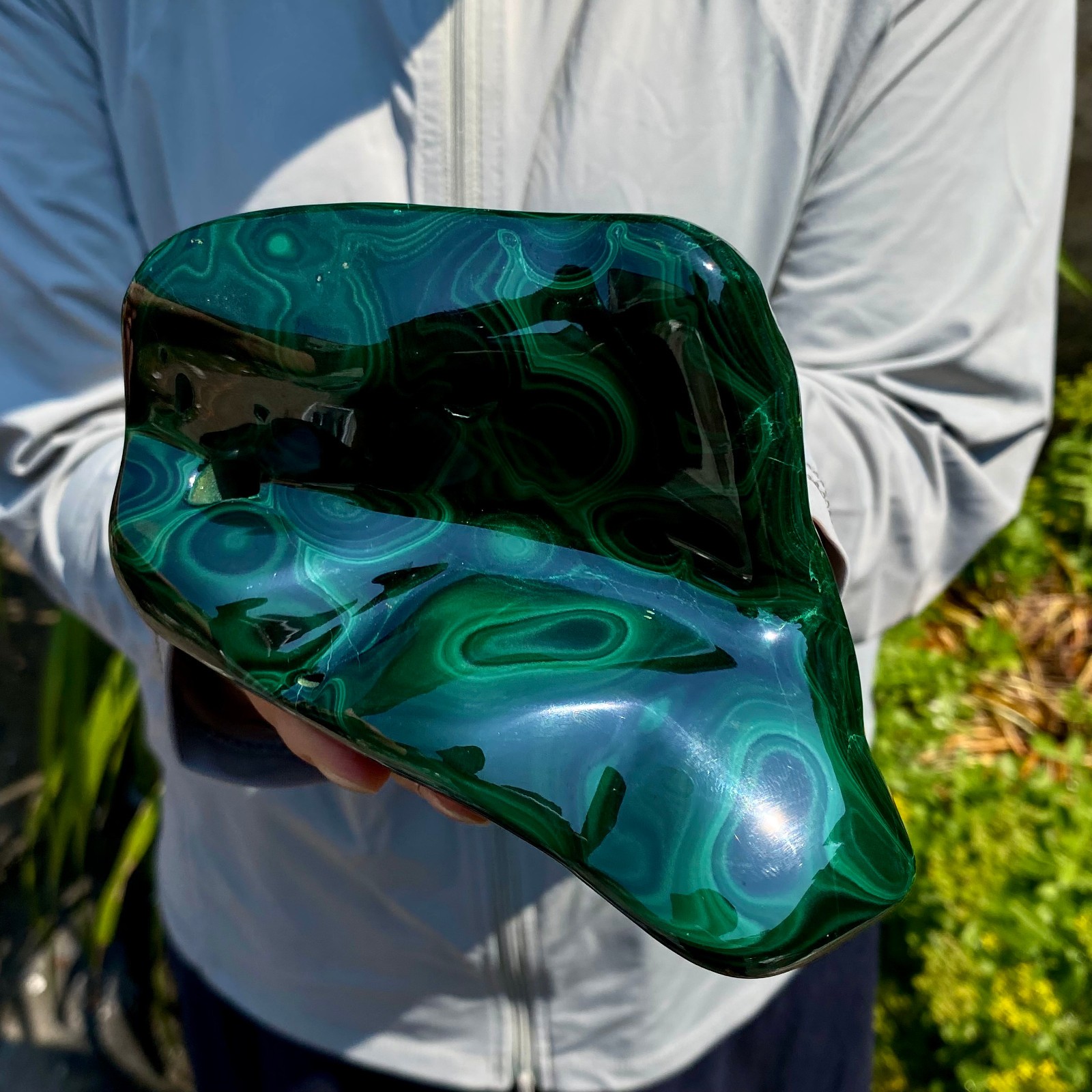 1.43LB Natural glossy Malachite transparent cluster rough mineral sample