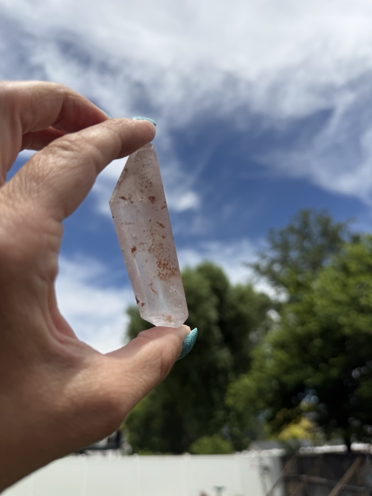 Natural Pink Lemurian Quartz Double-Terminated Crystal Wand