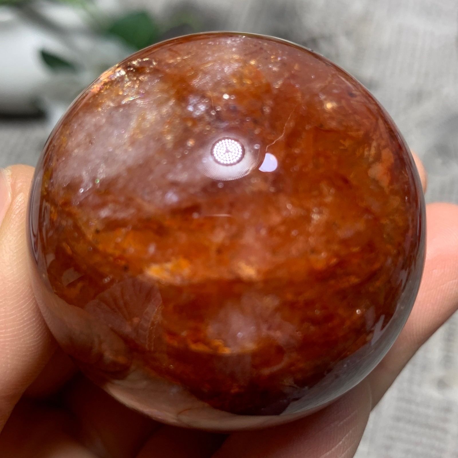 153G Natural Red Gum Flower Ball Crystal Sphere Specimen Energy Healing Reiki