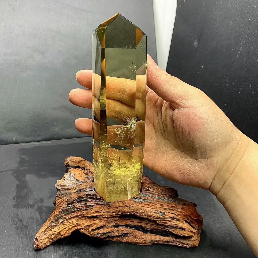 1.57LB Natural Citrine Quartz Obelisk Energy Crystal Tower Point Reiki+Stand