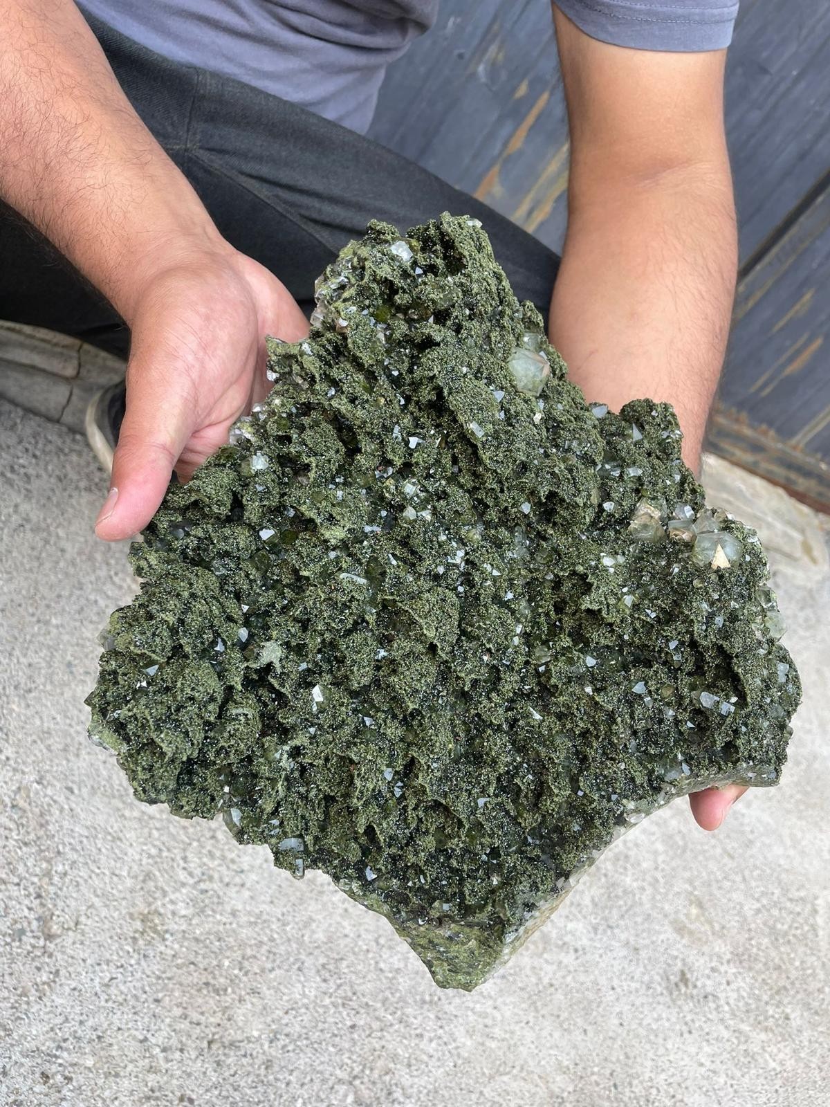 Large Natural Green Mineral Specimen – Believed to be Epidote – Raw Crystal Clus