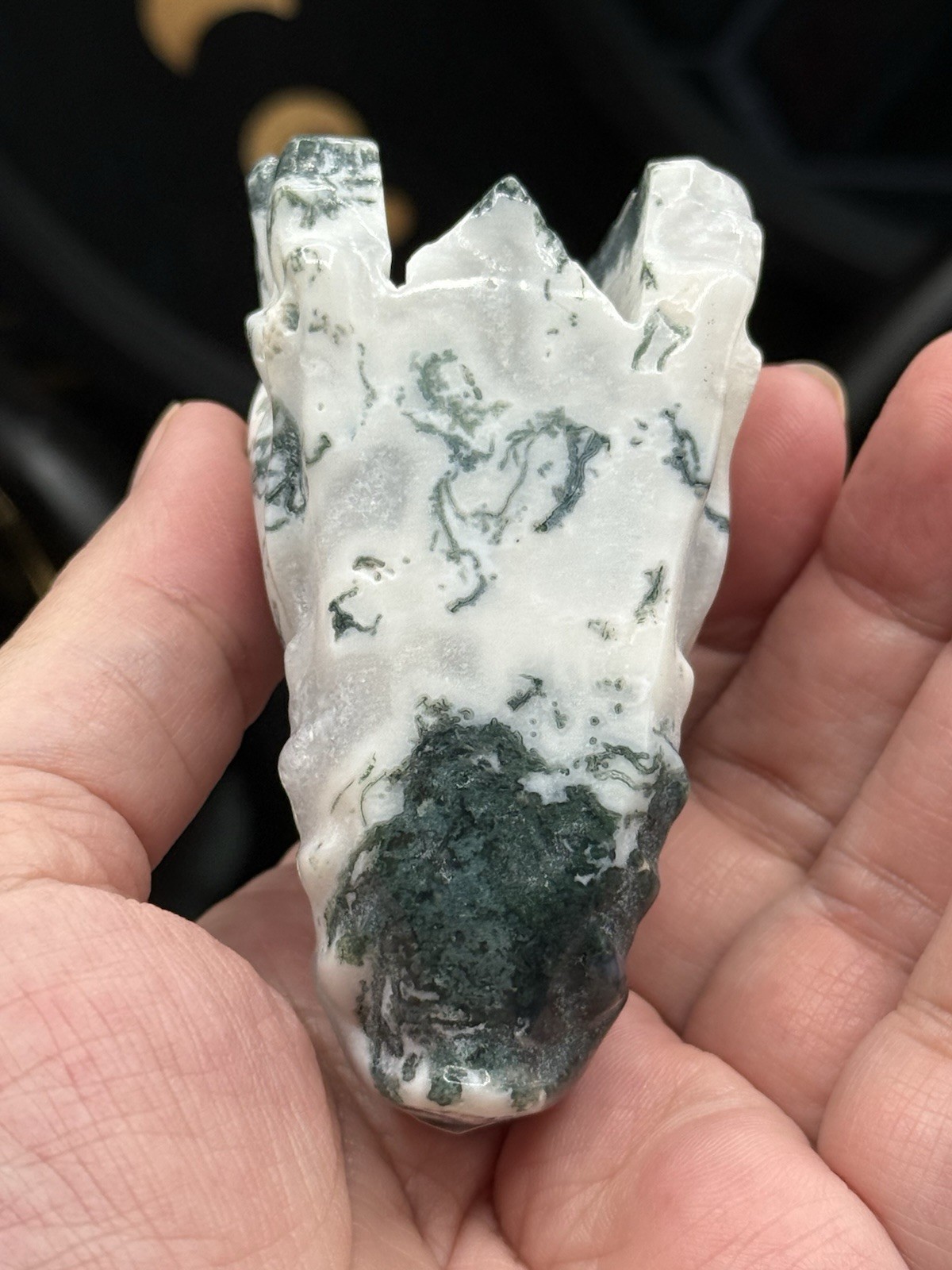 Natural Tree Agate Dragon Head Skull Good size Great price Free ship & gift