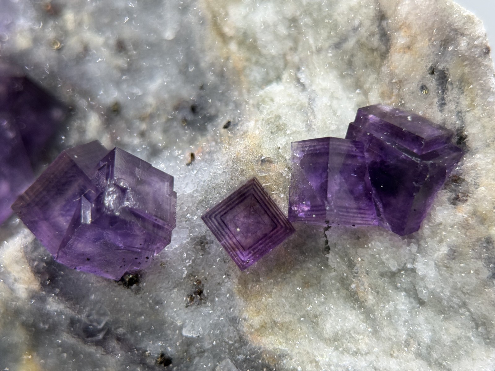 Simply Incredible!! INSANE zoned cubic purple fluorite-FLUORESCENT! Anhui, China