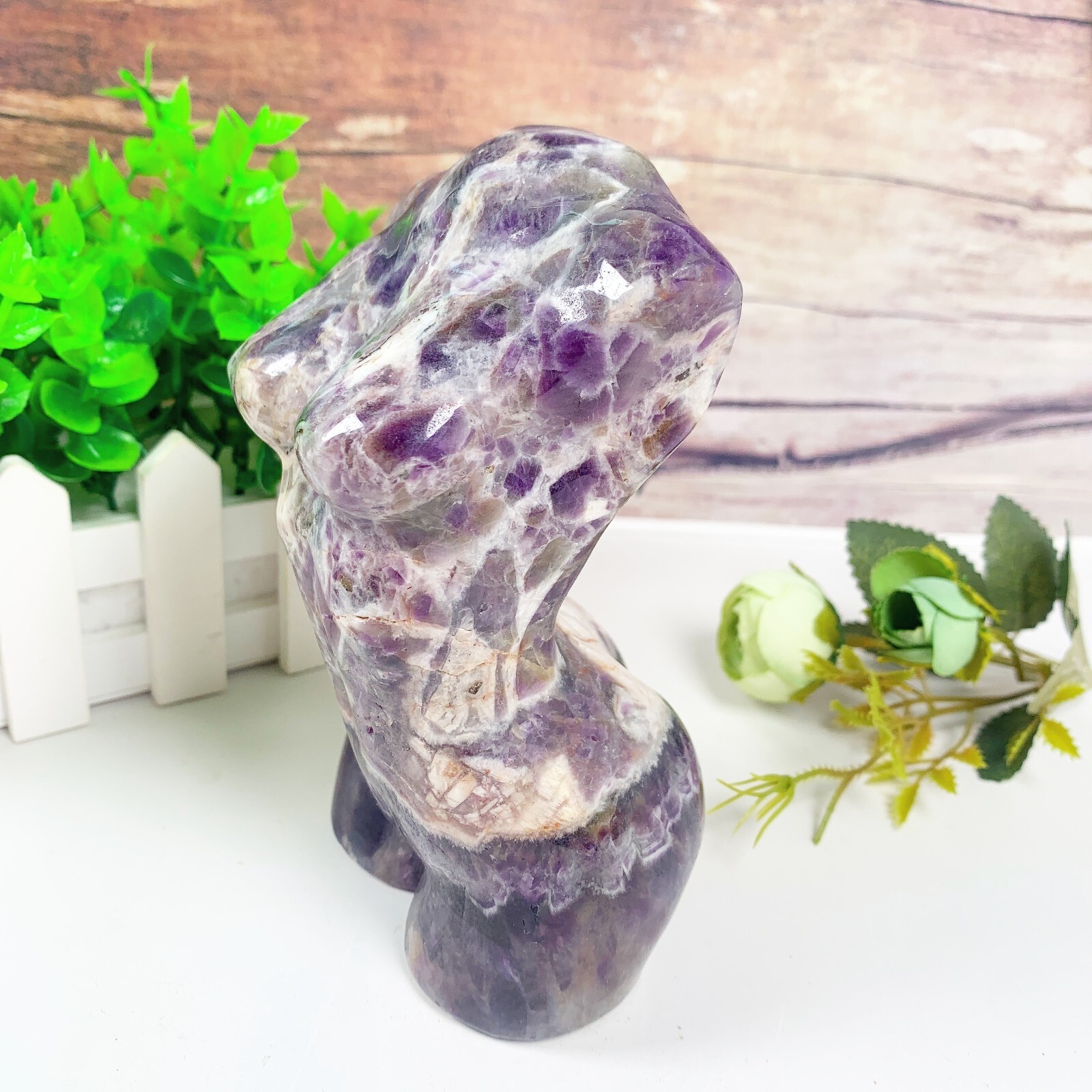 1pc Natural amethyst goddess Crystal woman body carving Home decoration