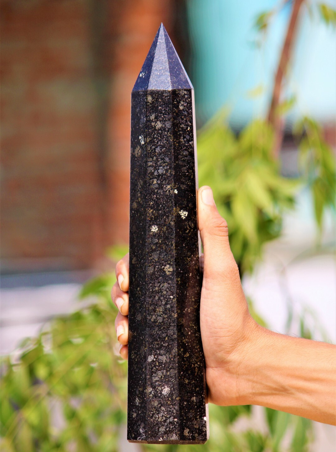 3.8LB! Nuummite Tower Powerful Magic Sorcerer Stone Reiki Healing Crystal