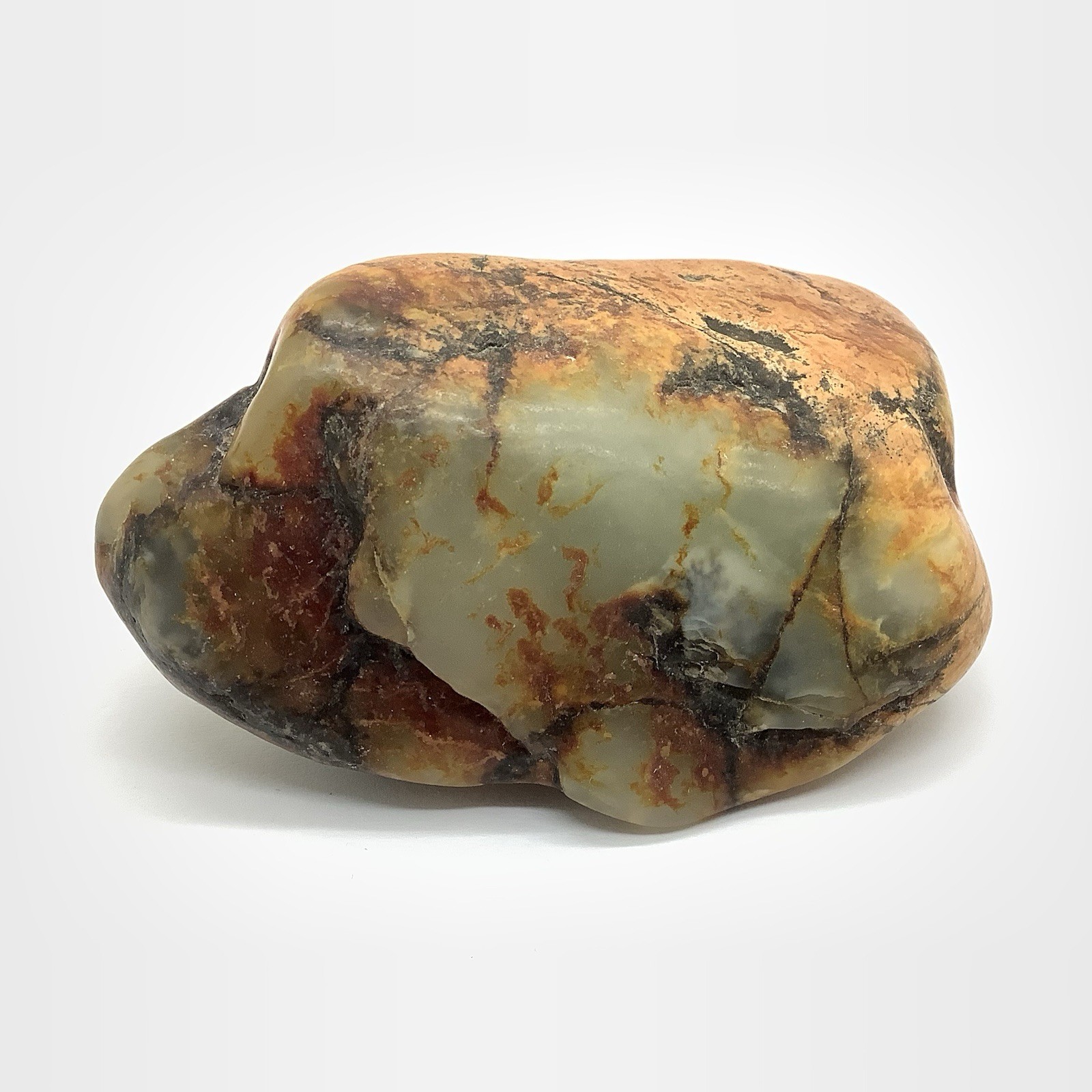 Siberian Jade Cobble White Brown Orange Nephrite Jade Vitim River Siberia 207g