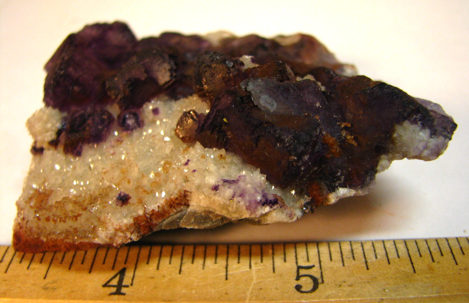 .24lb 3×2.5inch PURPLE FLUORITE ON CALCITE/QUARTZ QINGLONG MINE CHINA #137