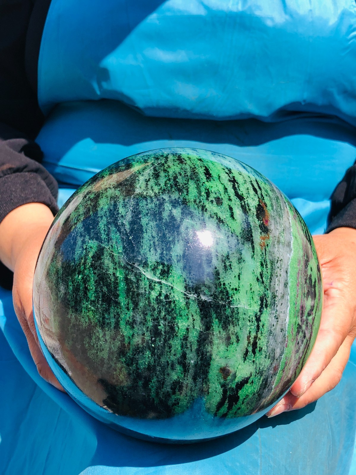 12.29 LB Large Natural Ruby Zoisite Sphere Crystal Healing Stone Specimen 5157