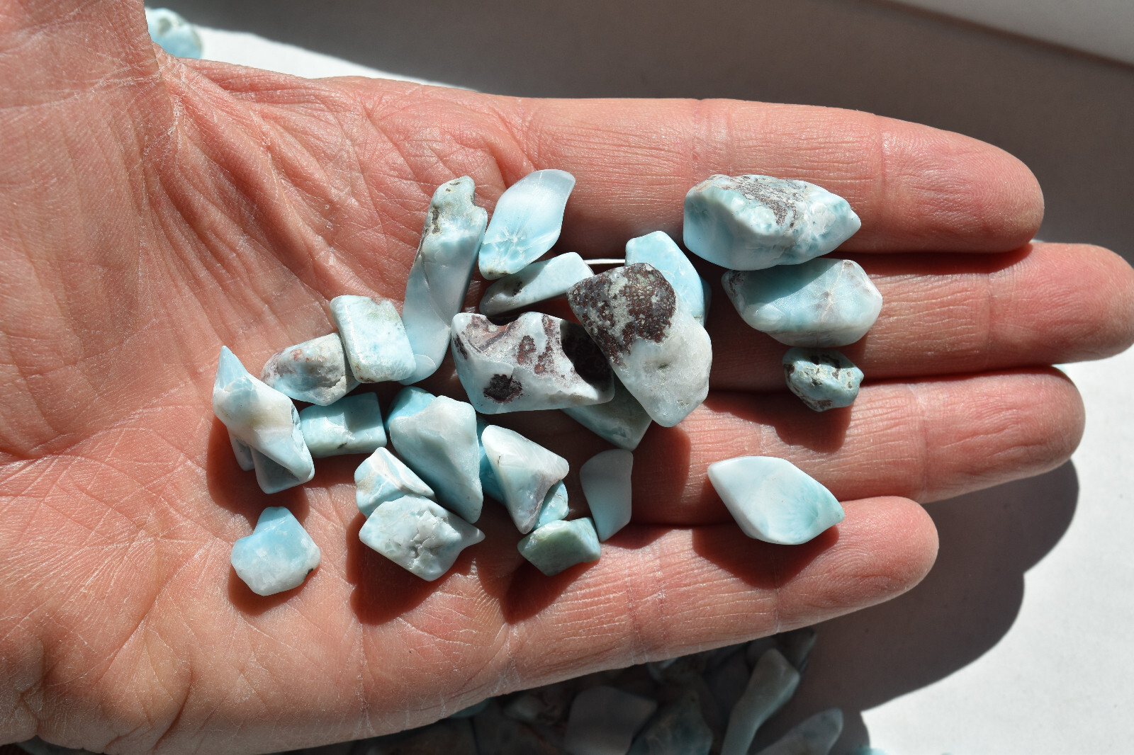 WHOLESALE Larimar Tumbled Stones from Dominican Republic 1 kg # 5535