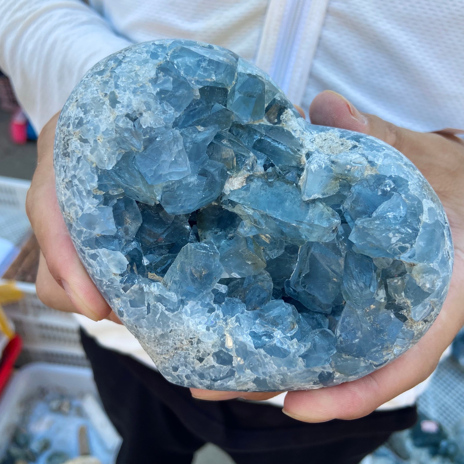 3.4lb Natural Blue Celestite Crystal Geode Quartz Cluster Mineral Specimen heali
