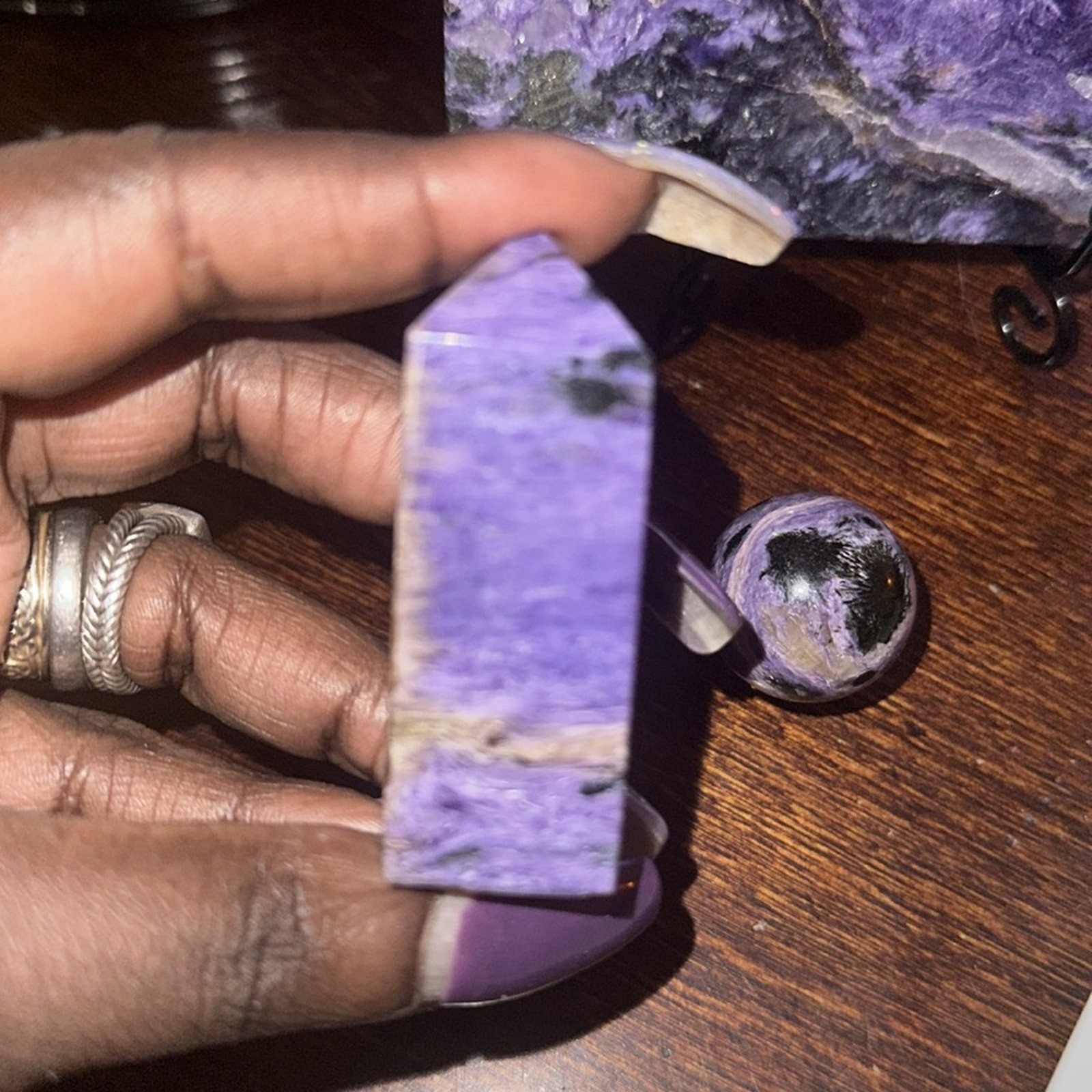 Charoite Set – Slab, Sphere, Tower – CHAROITESET-003