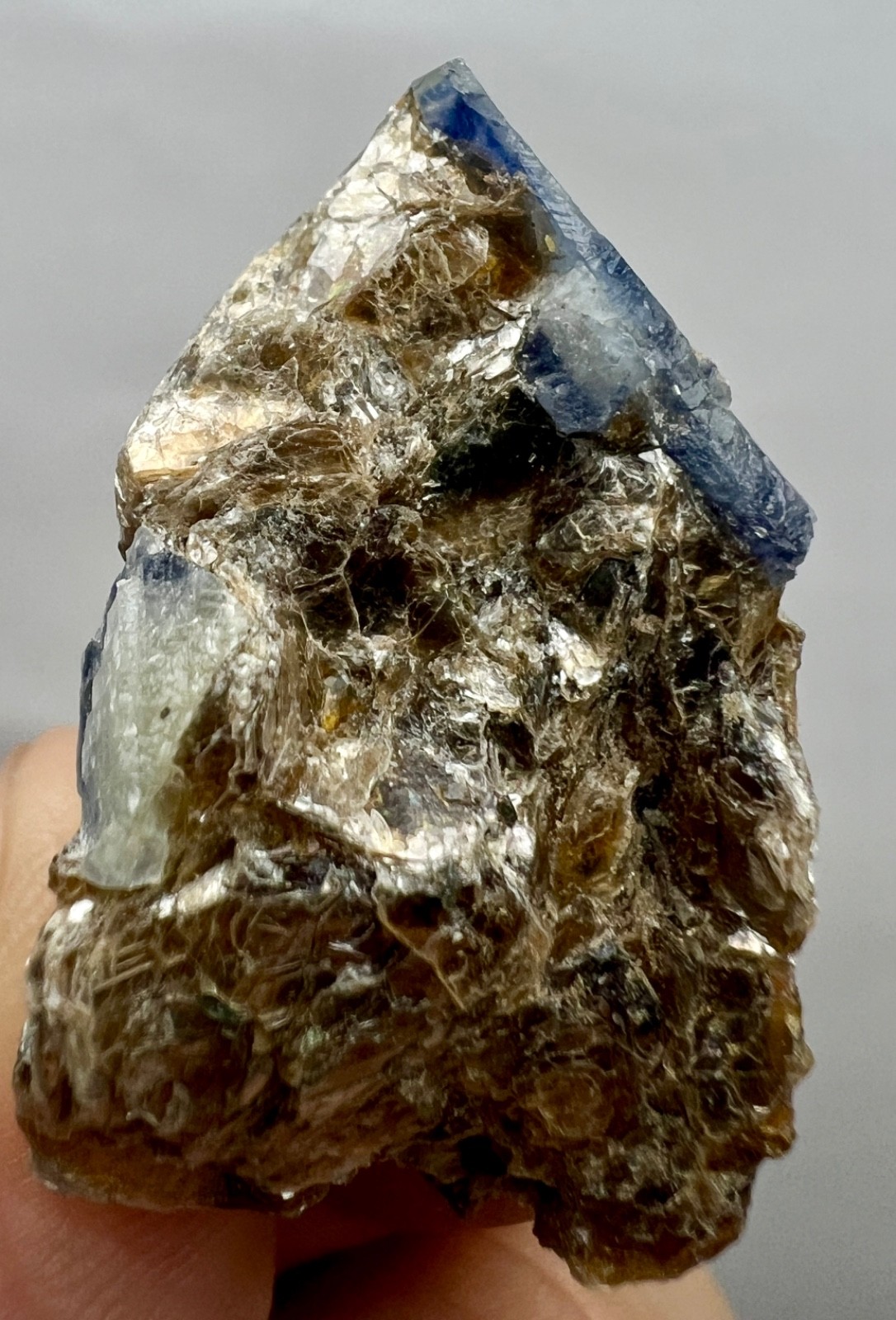 58ct.Natural Blue Sapphire Crystal Cluster on Mica Matrix – Afghanistan Specimen