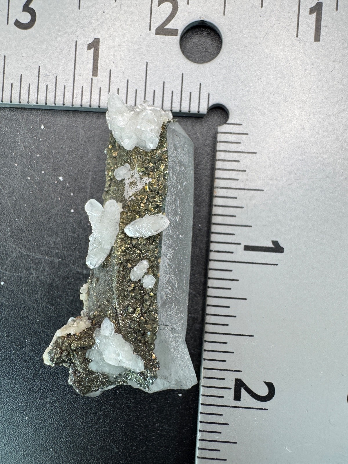 6606 Multicolor Pyrite and Calcite on Quartz Hu Bei 20g