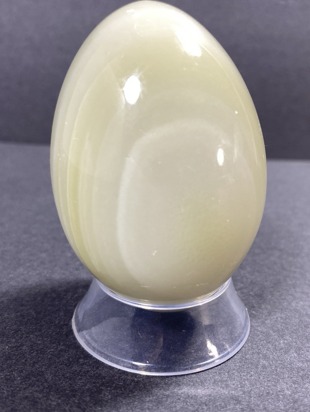 Natural Onyx Stone Egg With Stand Hand Polished Banded Agate Calcite Crystal