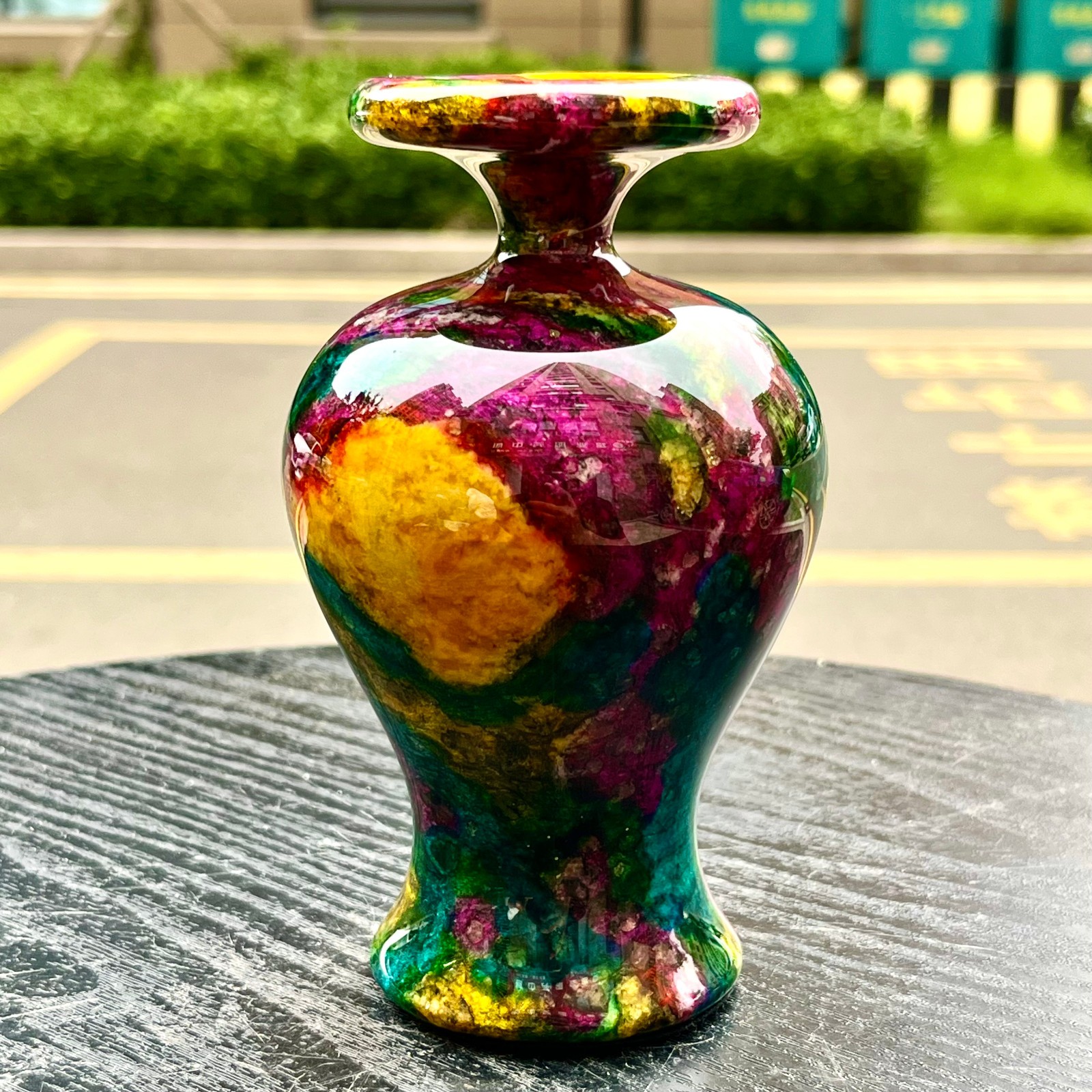 1.91LB Natural “Seven Colors Jade” vase specimen -Taiwan China