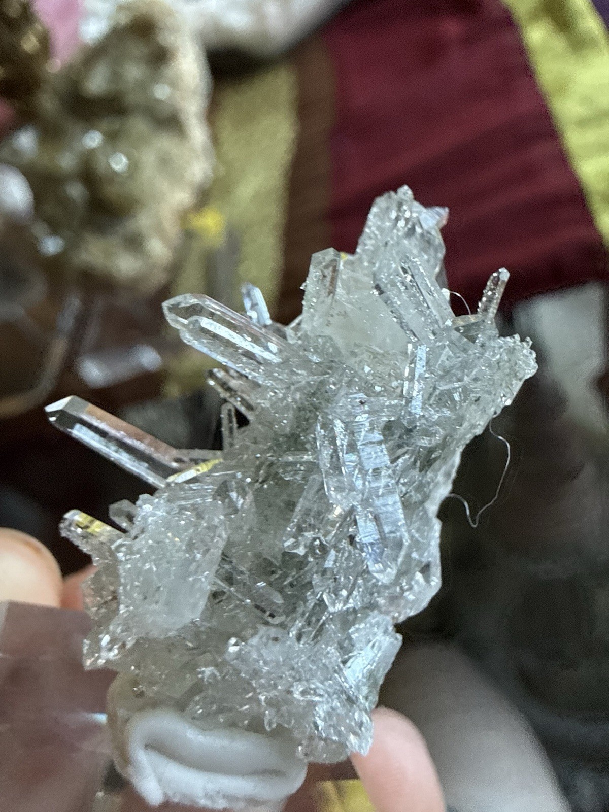 Clear Quartz Crystal Cluster Display Specimen on Acrylic Stand, 0.78 oz