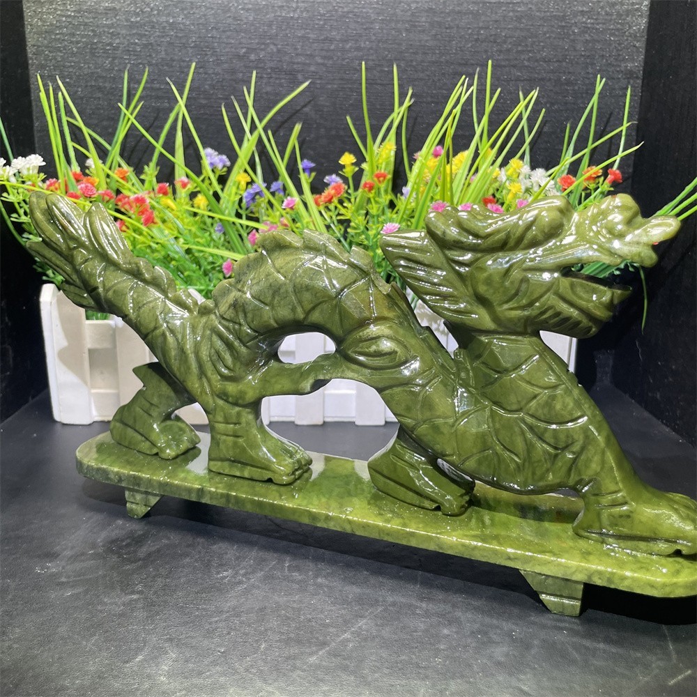 2.5LB 1″ Natural Xiuyan Jade Dragon Crystal Carving Reiki Energy Mineral Reiki