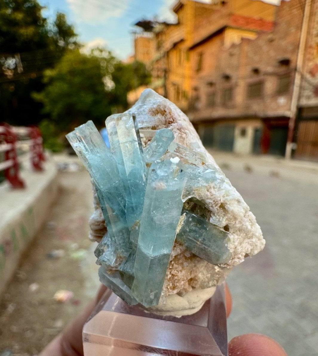 Natural Sky Blue Aquamarine Crystal Cluster With Combine Specimen 168 Carats