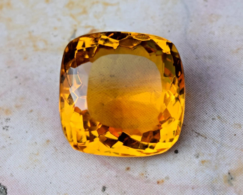 141 Ct Huge Cushion Cut Yellow Citrine Certified Flawless Loose Gemstone