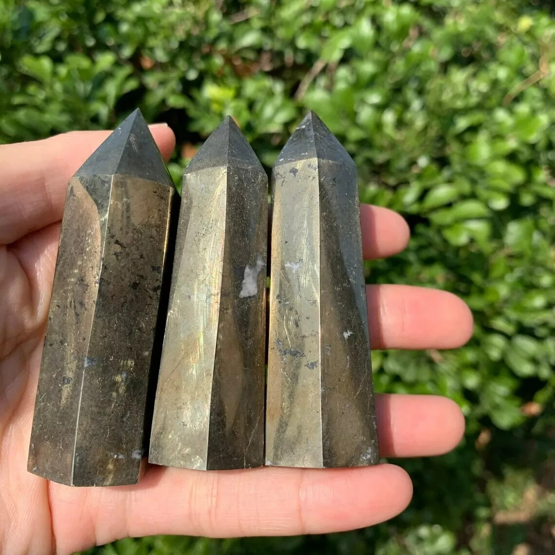 Natural Pyrite Point Obelisk Crystal Tower Healing Meditation Home Decoration
