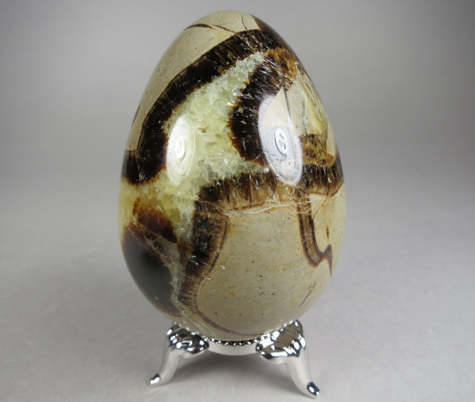 SET OF 5 SMALL NICKEL Sphere/Egg DISPLAY STANDS – SILVER