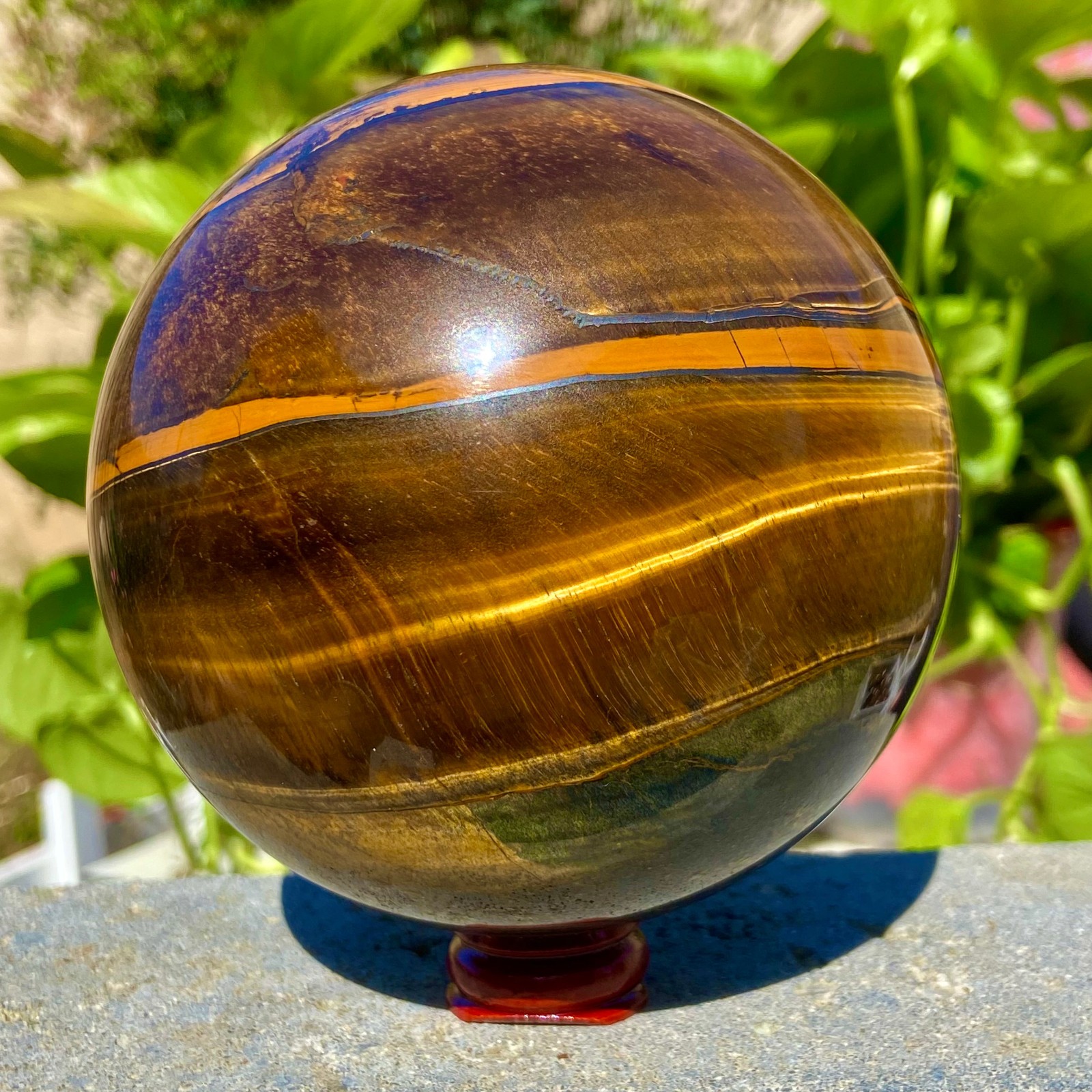 3.41LB Natural Tiger’s eye stone quartz Sphere crystal ball rock Healing