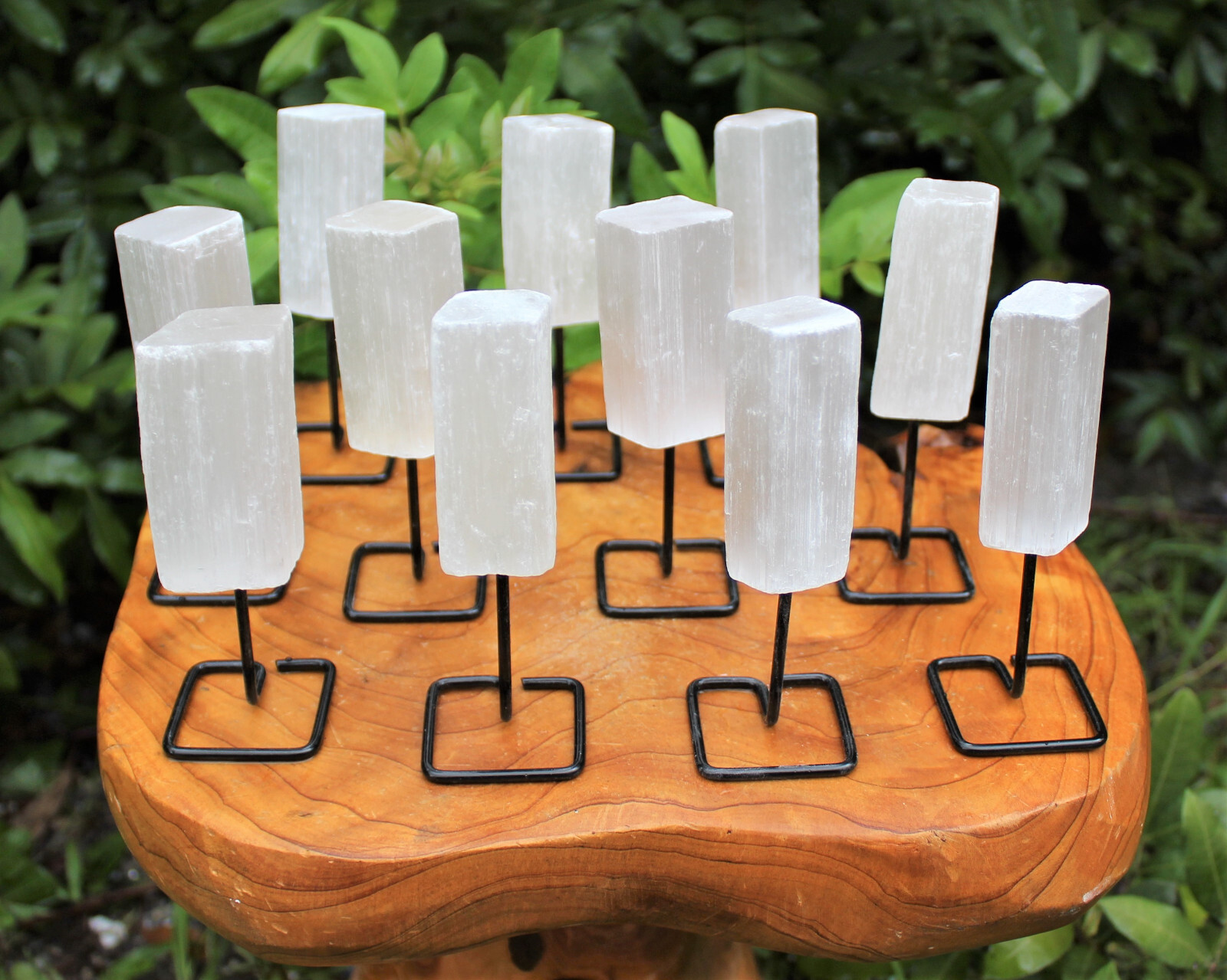 Selenite Stick On Metal Stand (Selenite Crystal On Pin, Natural Selenite Wand)